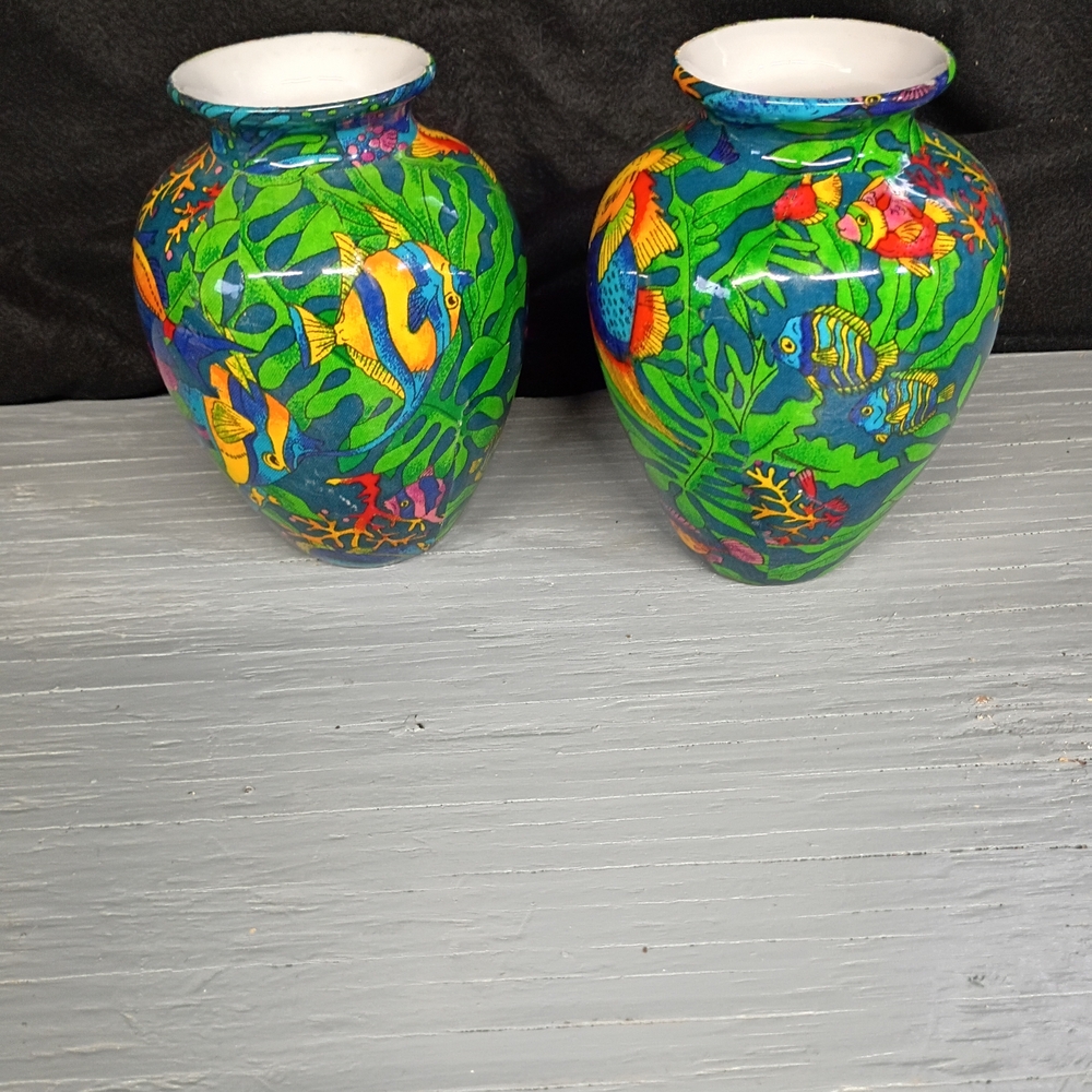 Colorful Ocean-Themed Vases